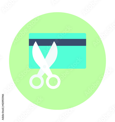 Cut Credit Card Colored Vector Icon 