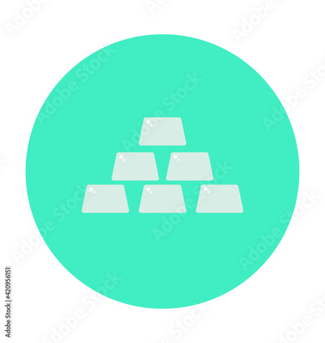 Gold Ingot Colored Vector Icon 