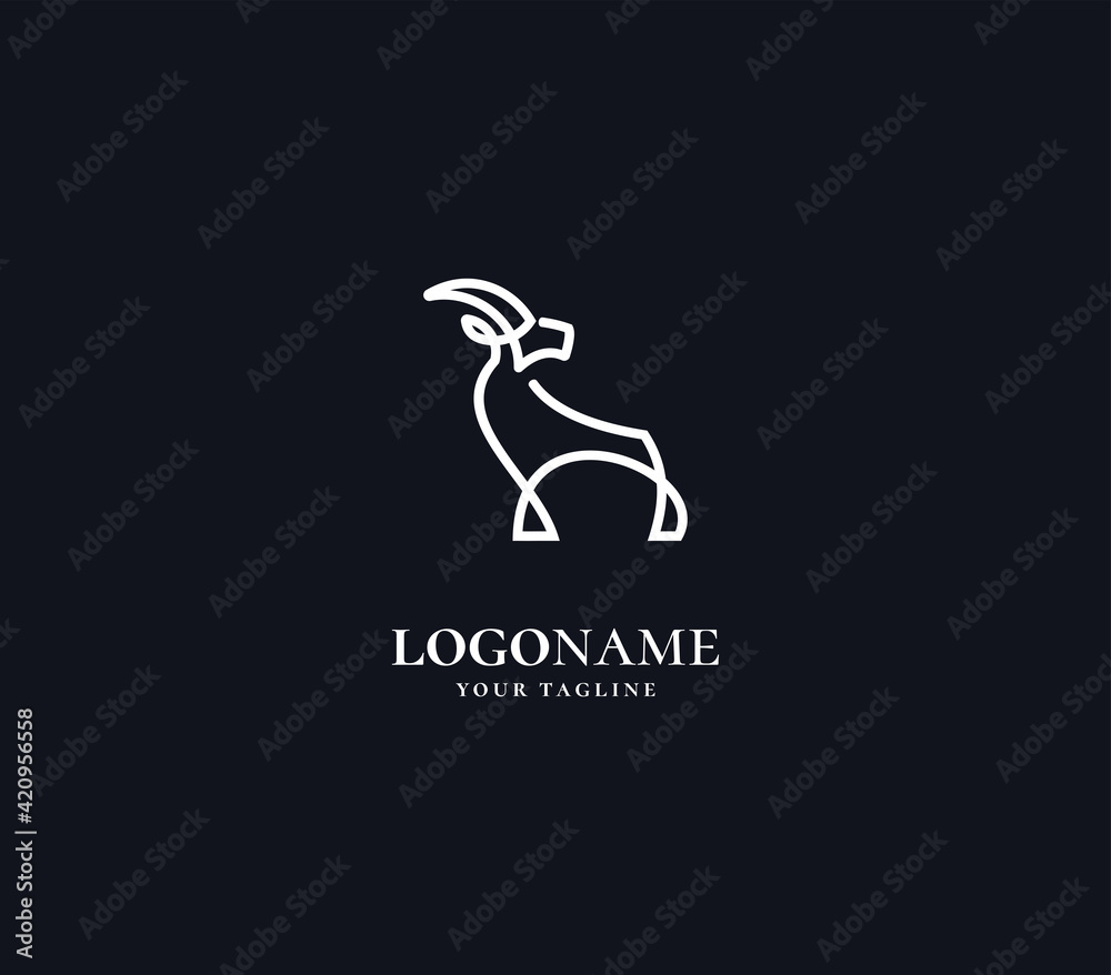 luxury goat logo with monoline style logo design element luxury goat logo with monoline style logo design element