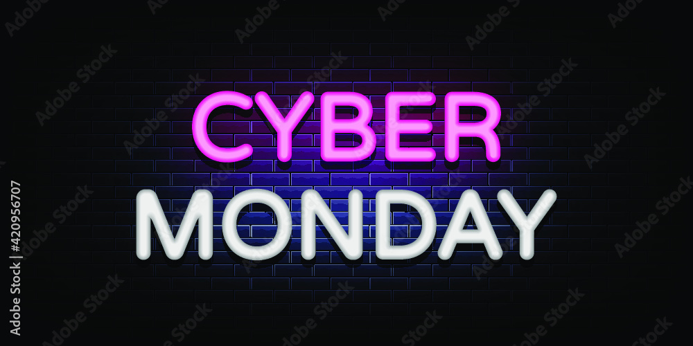 Cyber monday sale neon sign vector. cyber monday design template neon sign Cyber monday sale neon sign vector. cyber monday design template neon sign