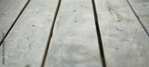 Exterior wooden floor with selective focus.