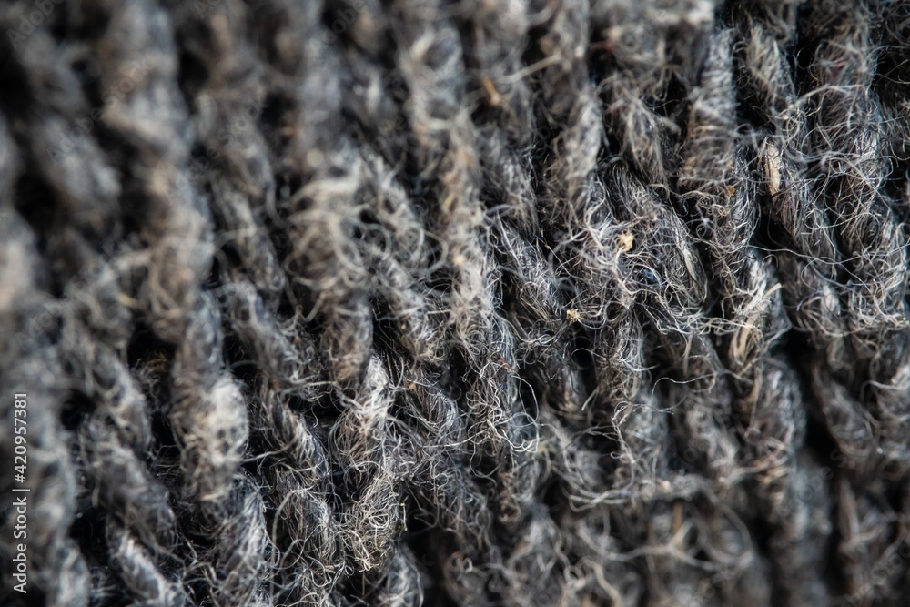 Close up macro of old black Cotton Cloth Gloves Close up macro of old black Cotton Cloth Gloves