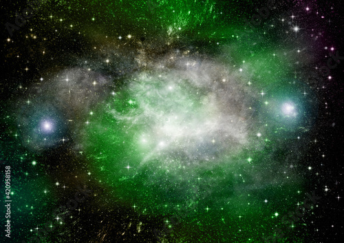 galaxy in a free space. 3D rendering © marusja2