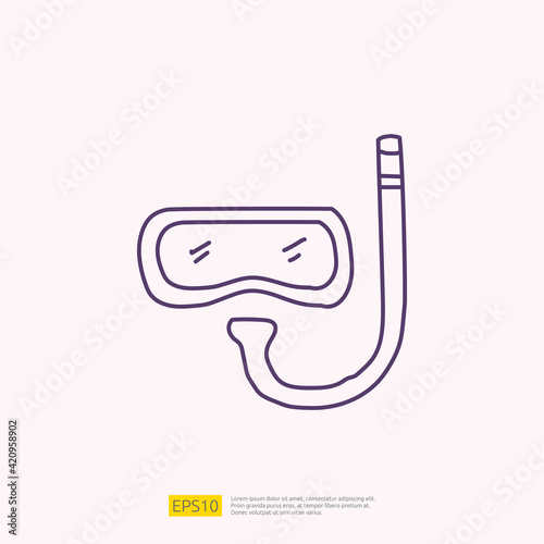 travel holiday tour and vacancy concept vector illustration. snorkel diving doodle linear icon sign symbol
