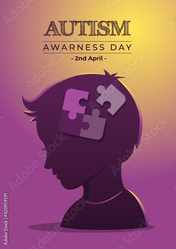 Autism Awarness Day with Puzzle Pieces in Flat Style