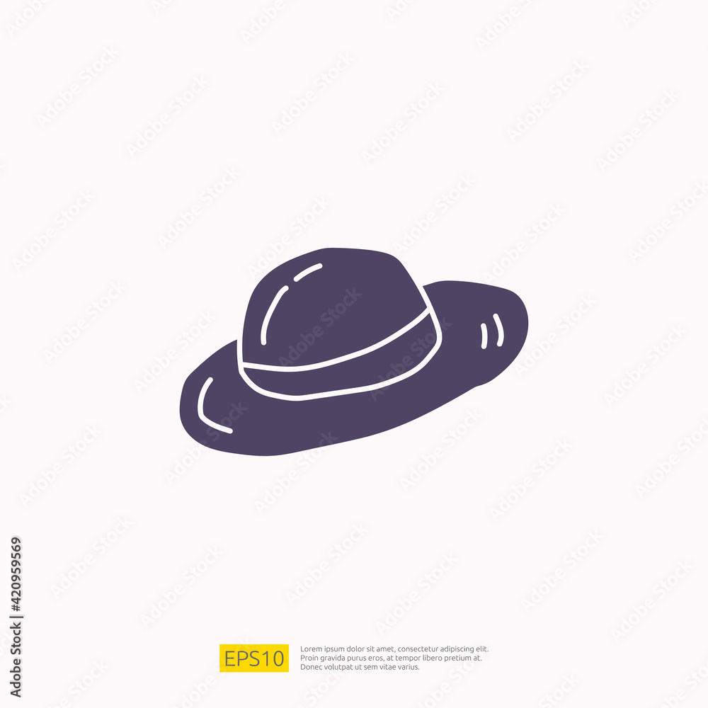 travel holiday tour and vacancy concept vector illustration. women summer hat doodle silhouette glyph icon sign symbol travel holiday tour and vacancy concept vector illustration. women summer hat doodle silhouette glyph icon sign symbol