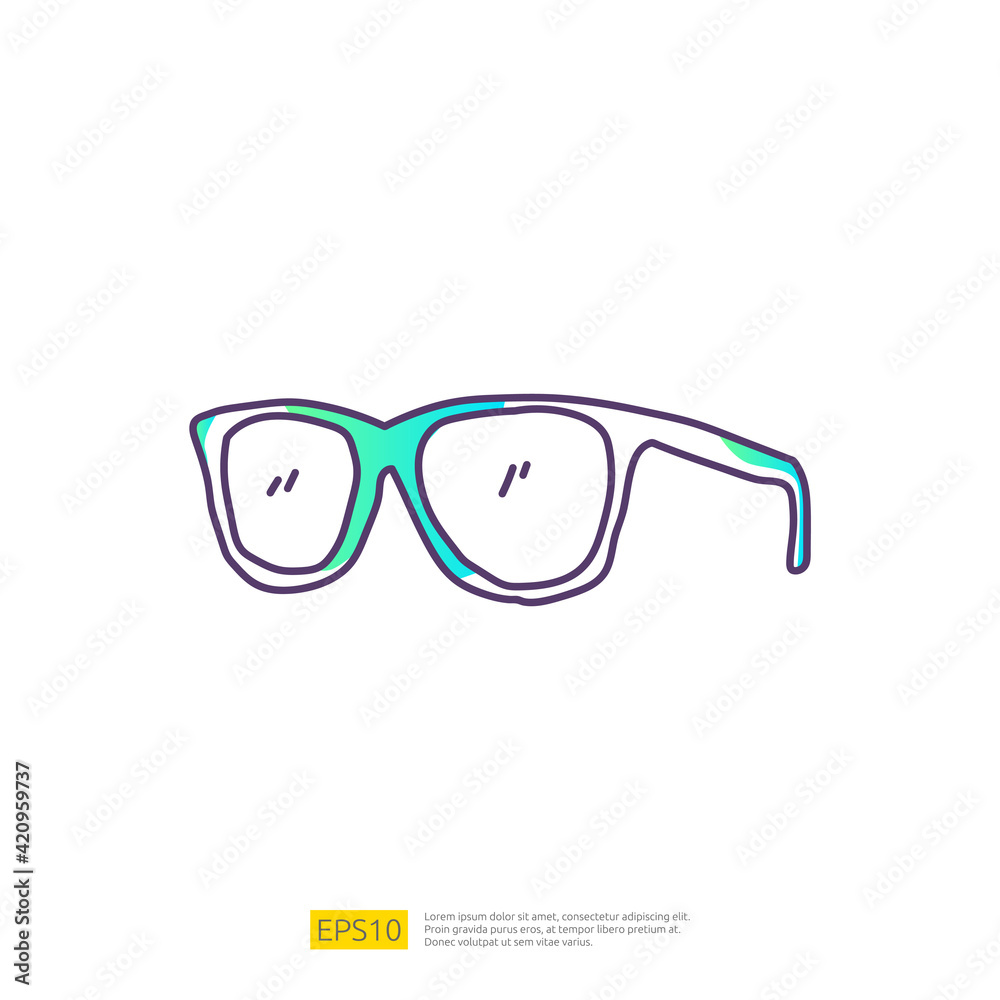 travel holiday tour and vacancy concept vector illustration. sunglasses doodle gradient fill line icon sign symbol