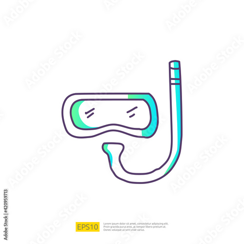 travel holiday tour and vacancy concept vector illustration. snorkel diving doodle gradient fill line icon sign symbol