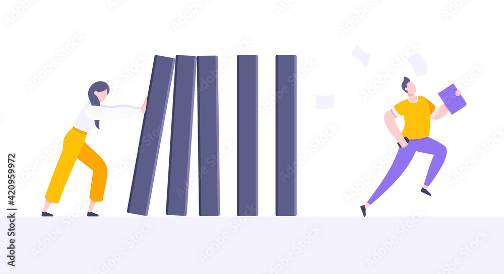 Business resilience or domino effect metaphor vector illustration concept. Business resilience or domino effect metaphor vector illustration concept.