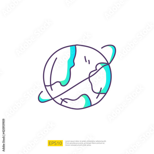 travel holiday tour and vacancy concept vector illustration. world orbit doodle gradient fill line icon sign symbol