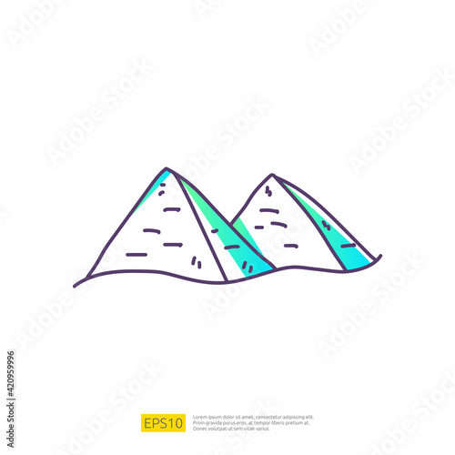 travel holiday tour and vacancy concept vector illustration. cairo pyramid doodle gradient fill line icon sign symbol
