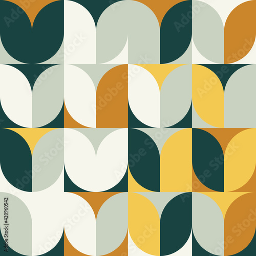 Mid-Century Aesthetics Artwork With Abstract Vector Pattern Design And Geometric Shapes #420960542
