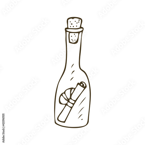 Message In Bottle Illustration