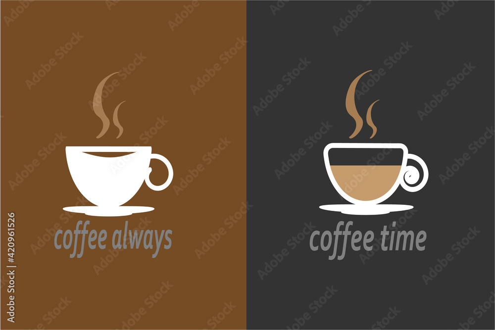 coffee sticker on a light background. black with milk coffee coffee sticker on a light background. black with milk coffee