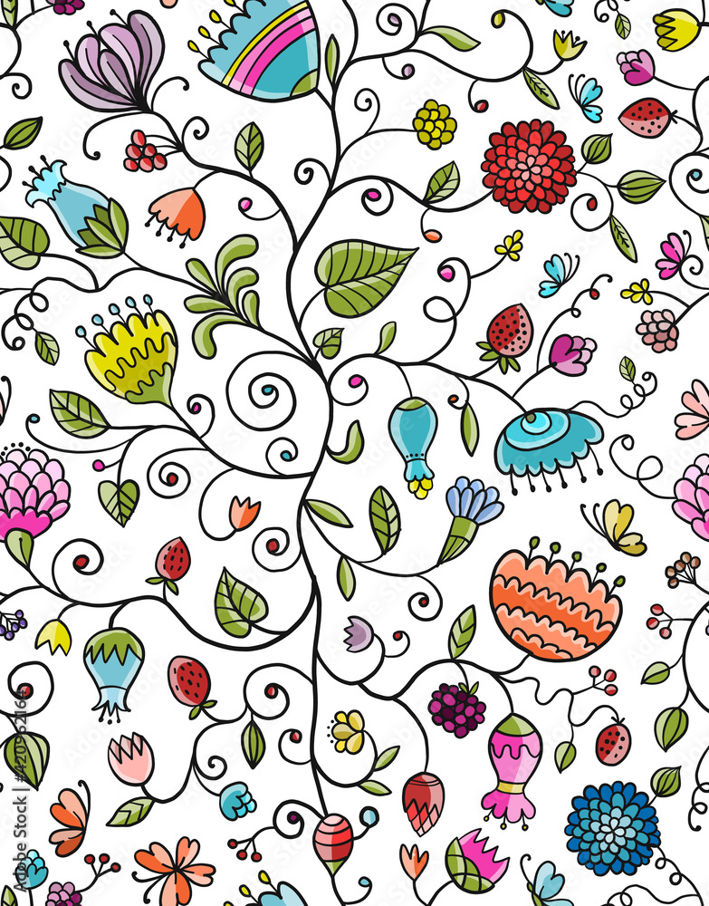 Magic Garden Background. Seamless Pattern for your design Magic Garden Background. Seamless Pattern for your design