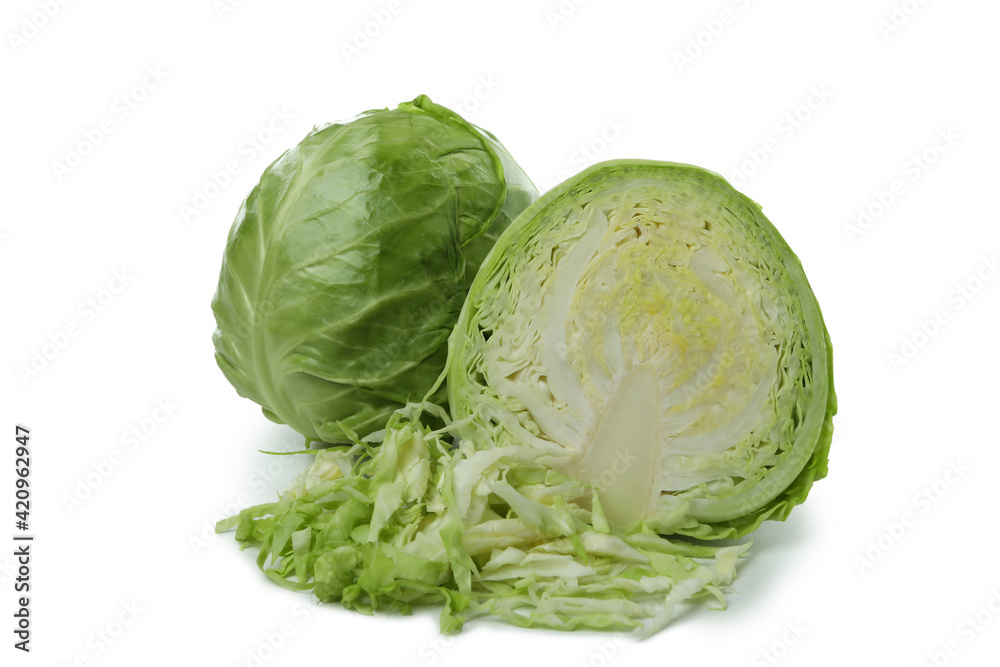 Fresh green cabbage isolated on white background Fresh green cabbage isolated on white background