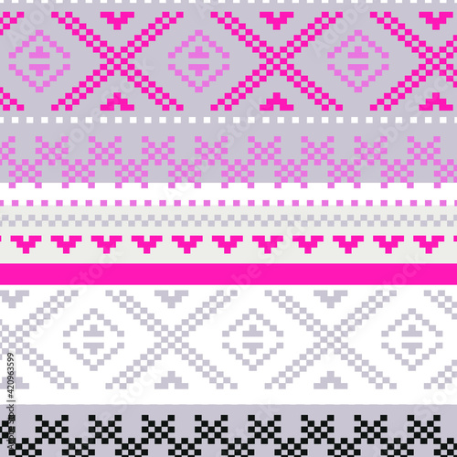 Nordic pattern illustration vector. New Year or winter design. Sweater ornaments for scandinavian pattern. Vector illustration.