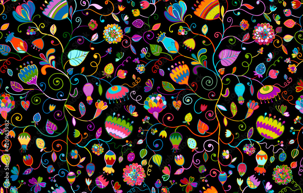 Magic Garden Background. Seamless Pattern for your design Magic Garden Background. Seamless Pattern for your design