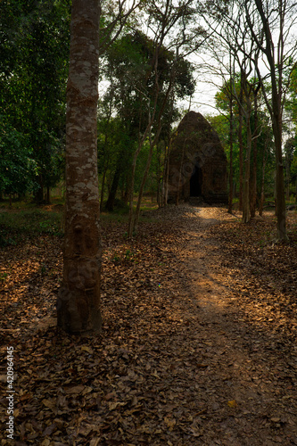  Ruins of goal kampong tom Wat Temple with root of trees in forest Cambodia.