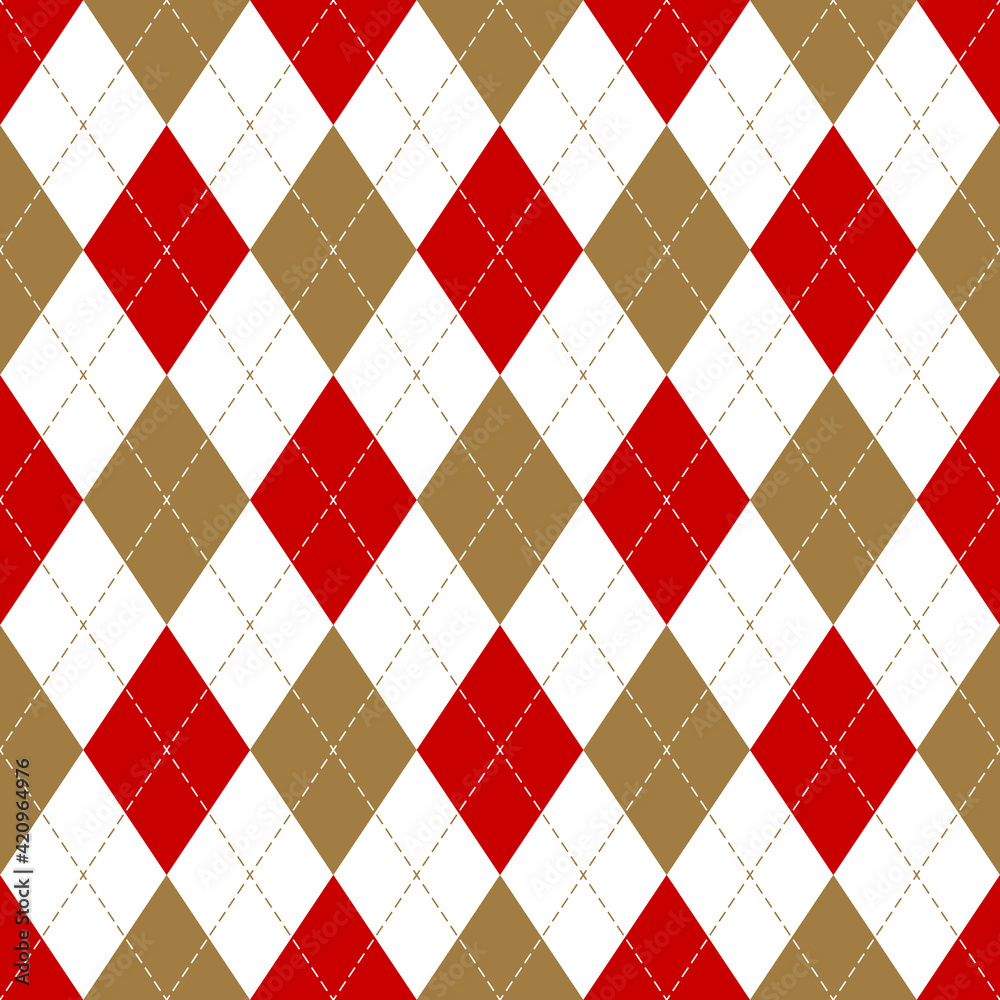 Argyle pattern seamless in red, brown gold, white. Traditional geometric  vector argyll background for gift wrapping, socks, sweater, jumper, other  modern autumn winter classic fashion textile print. Stock Vector | Adobe  Stock