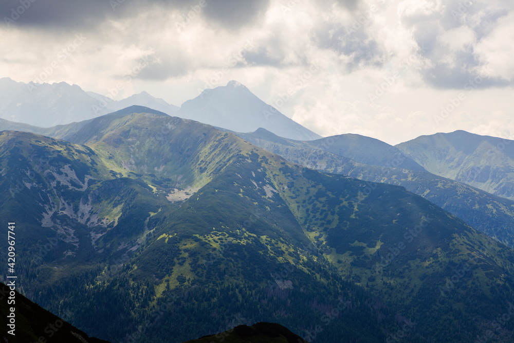 Fototapeta premium Mountain landscape in the Tatra Mountains on the border between Poland and Slovakia