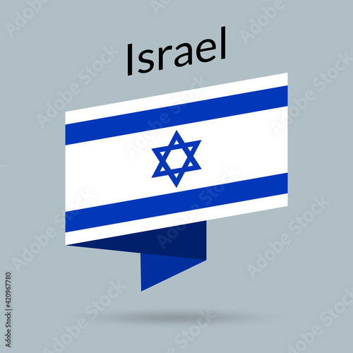 Israel flag icon. Israeli national emblem in origami style. Vector illustration.