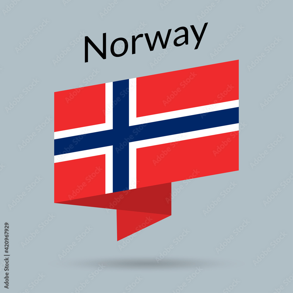 Obraz premium Norway flag icon. Norwegian national emblem in origami style. Vector illustration.