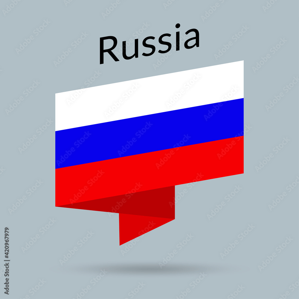 Fototapeta premium Russia flag icon. Russian national emblem in origami style. Vector illustration.