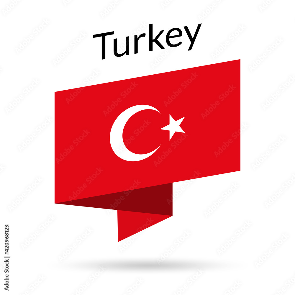 Obraz premium Turkey flag icon. Turkish national emblem in origami style. Vector illustration.