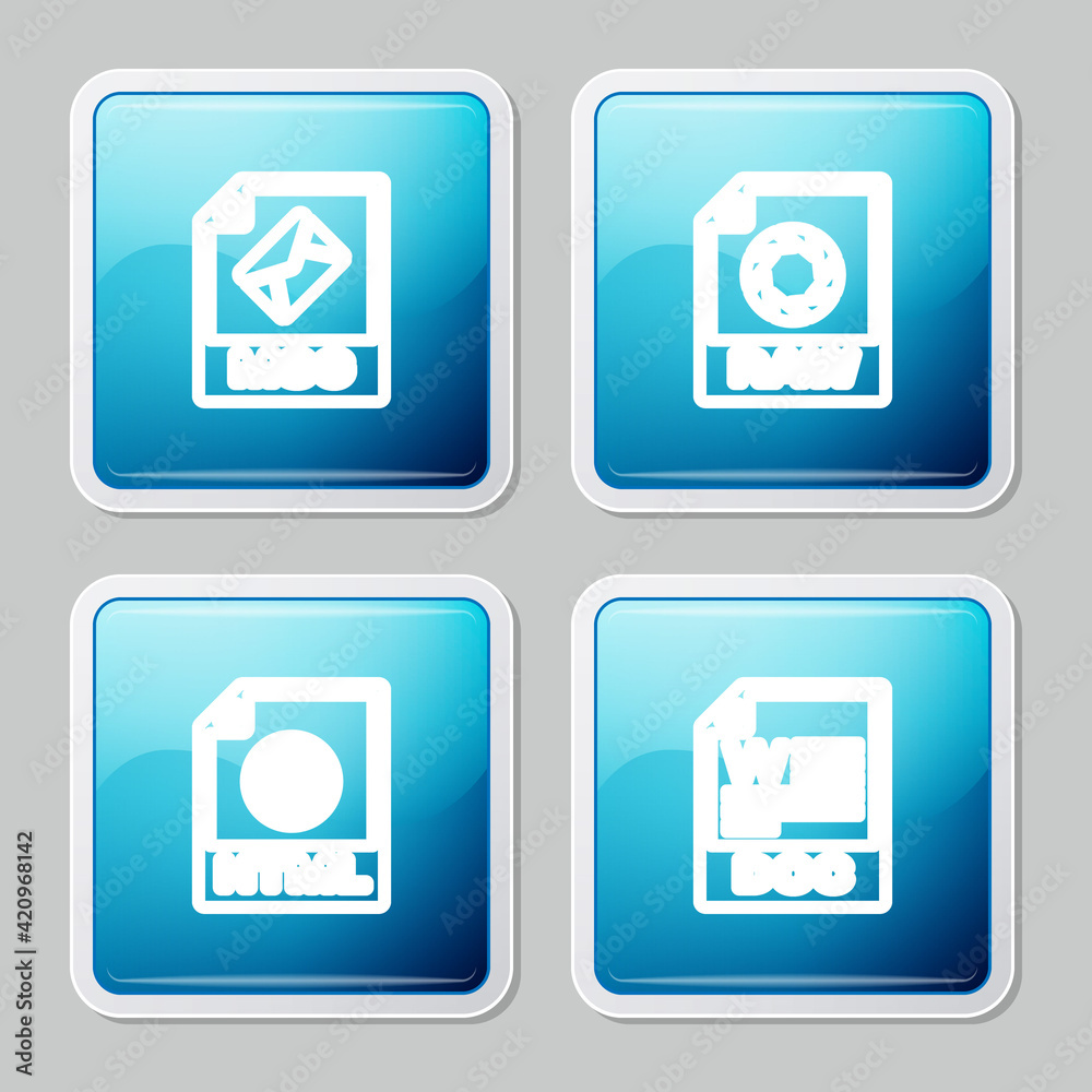 Set line MSG file document, RAW, HTML and DOC icon. Vector Set line MSG file document, RAW, HTML and DOC icon. Vector