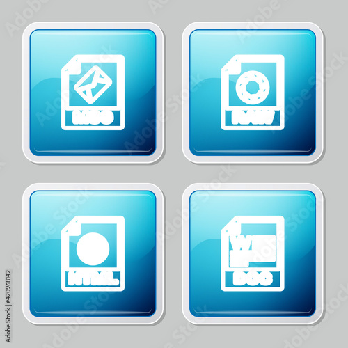 Set line MSG file document, RAW, HTML and DOC icon. Vector