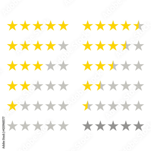 Rating icon. 5 stars icon