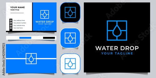 Simple water drop logo design with business card