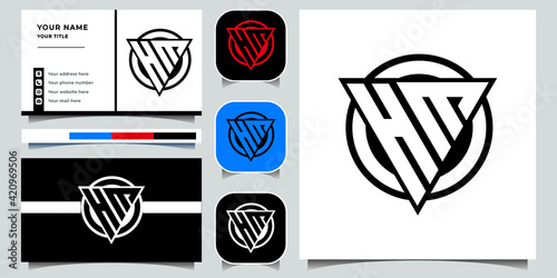 Hm logo design set monogram concept with business card