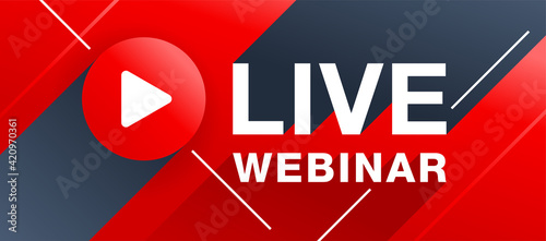 Live webinar banner with red background and long shadows