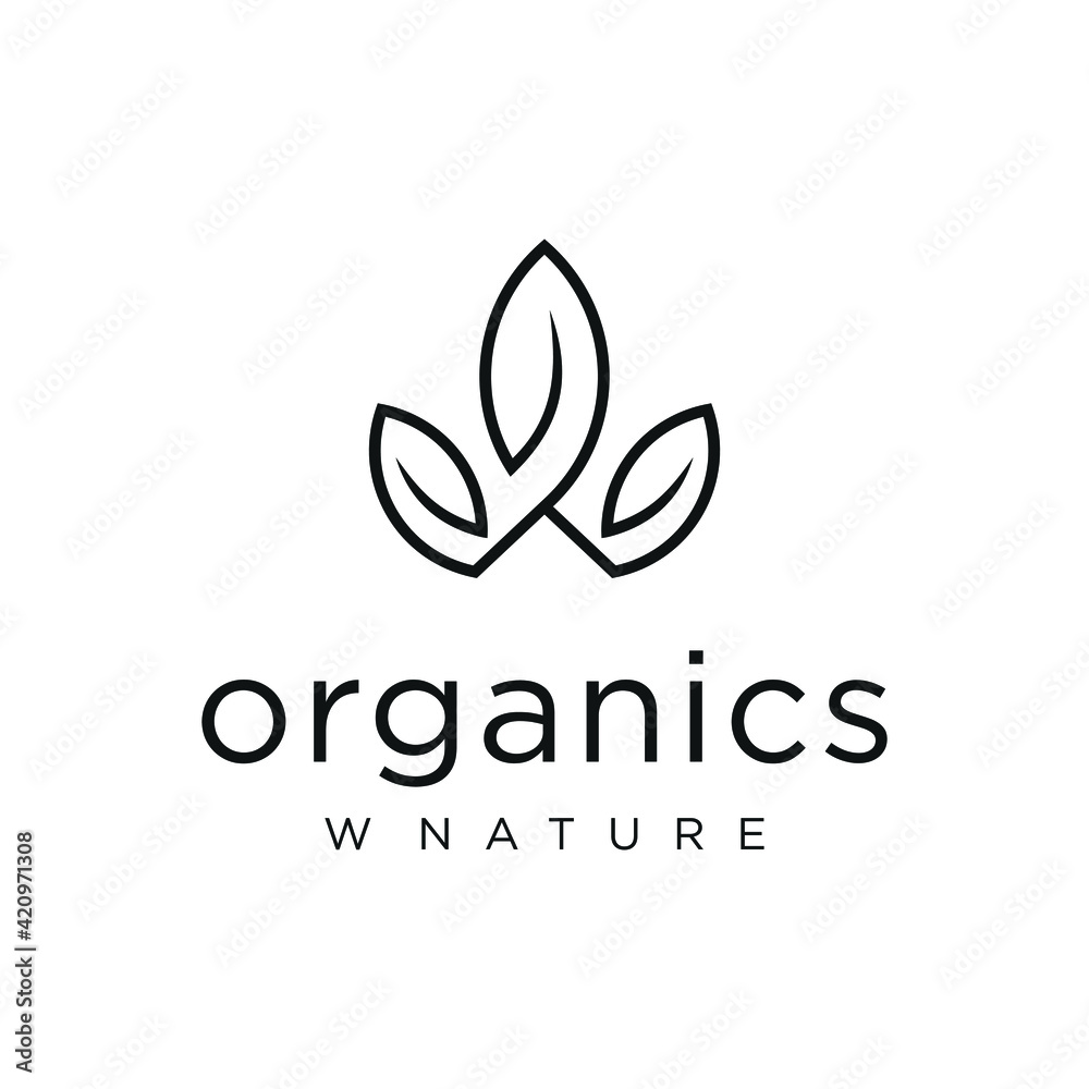 W nature leaf logo vector modern simple abstract combination design concepts