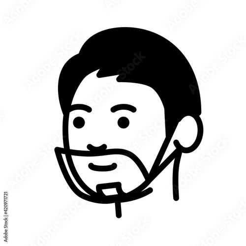 Man wearing mouth shield. Vector illustration.