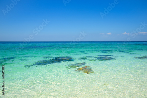 Background beautiful clear turquoise sea at Koh Khai island, Thailand