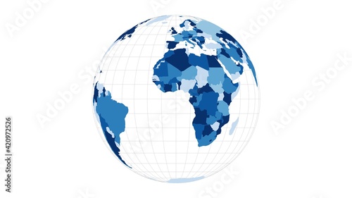 World Map. Orthographic projection. Loopable rotating map of the world. Cool footage.