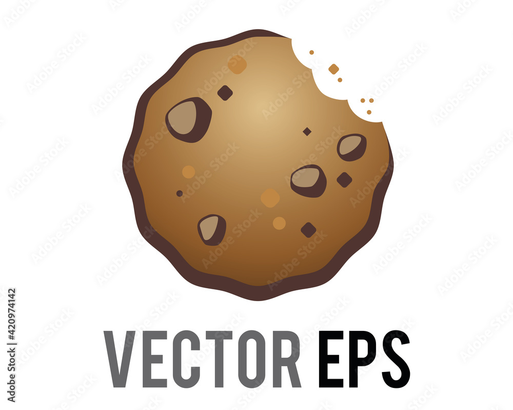 Vector isolated golden brown chocolate chip cookie, biscuit icon Vector isolated golden brown chocolate chip cookie, biscuit icon