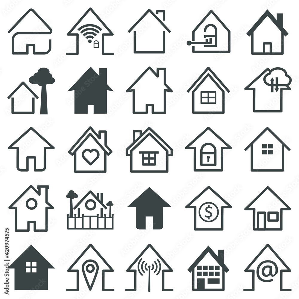 Set of home icon vector illustrator. House and property symbol.