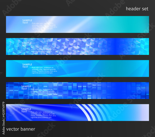 Set Design elements business presentation template. Vector illustration horizontal web banners background, backdrop abstract mosaic form. EPS 10 for web buttons template, web site page presentation