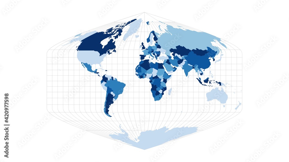 World Map. Baker Dinomic projection. Loopable rotating map of the world. Awesome footage.