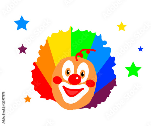 Clown face on a white background. Cartoon. Vector illustration.