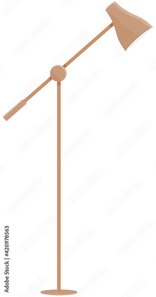 Cartoon beige metal floor lamp light icon for home appliance indoor furniture vector flat isolated Cartoon beige metal floor lamp light icon for home appliance indoor furniture vector flat isolated