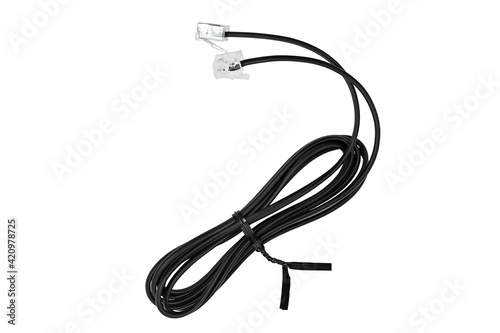 black usb wire on white background isolate