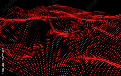 3d techno red black background