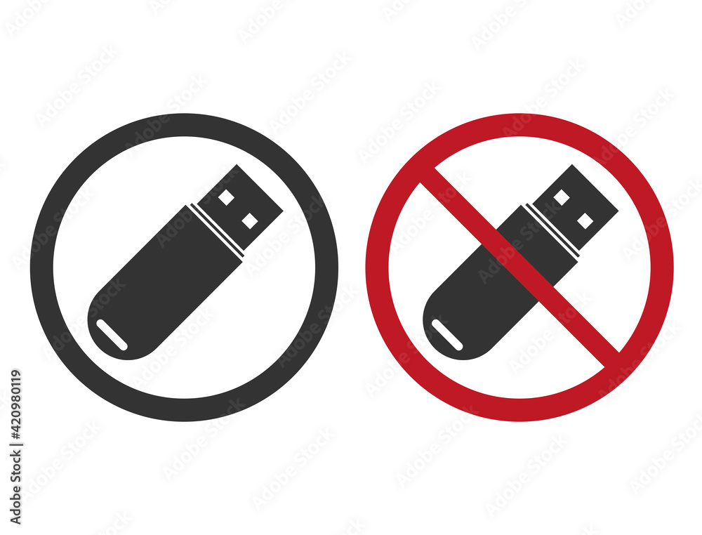 Icons pertaining to allowed or not allowed to use the flash drive Icons pertaining to allowed or not allowed to use the flash drive