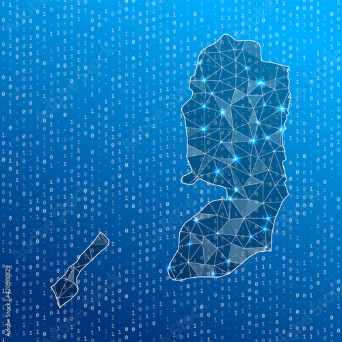 Network map of Palestine. Country digital connections map. Technology, internet, network, telecommunication concept. Vector illustration.