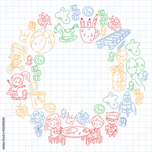 Kindergarten. Children's activity. Creativity, imagination. Play and grow.